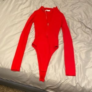 Red zip up bodysuit size small
